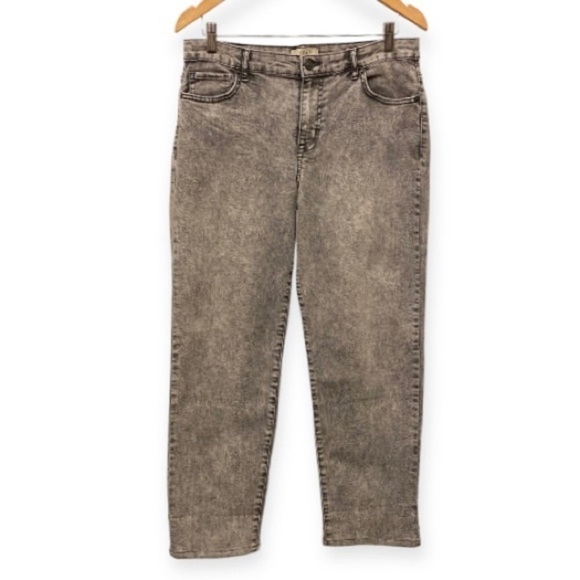 LOGO 10 Lori Goldstein Boyfriend Jeans Gray Acid Wash Mid Rise Stretch Tapered - Picture 1 of 9